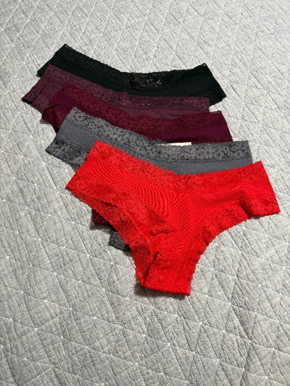 Victoria's Secret Lot of 5 Cheeky Lace w/Cotton Panties Size Large NWT